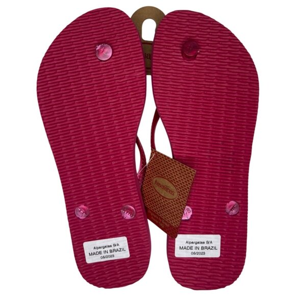 Havaianas Women's Slim Flip Flops Pink Fever Size 7/8 NEW - Picture 5 of 5